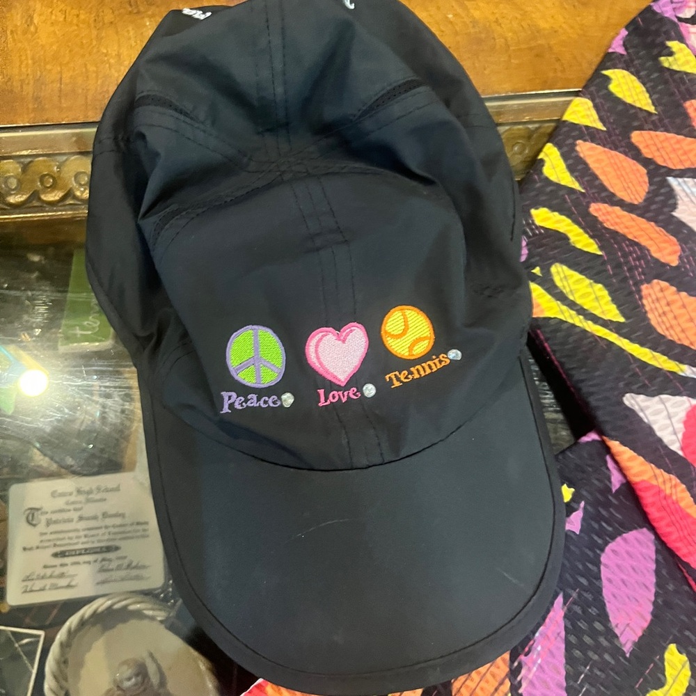 Black Peace Love Tennis Cap